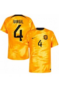 Nederland Virgil van Dijk #4 Fotballdrakt Hjemme Klær VM 2022 Korte ermer